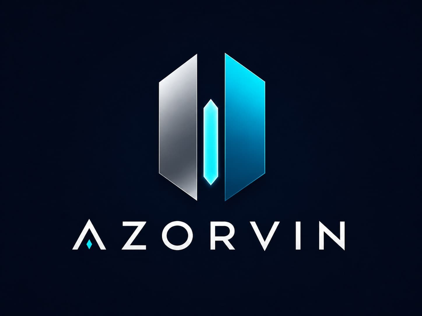 Official Azorvin logo with metallic silver and cyan architectural mark